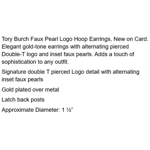 Tory Burch Gold Hoop Earrings with Pearl Accents - Picture 2 of 5